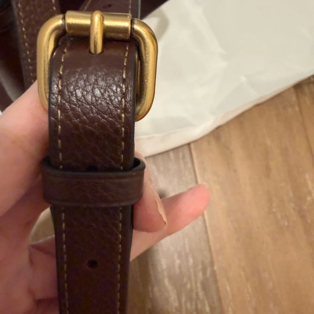 Coach Dark Brown Pebbled Leather Satchel with Gold Accent
